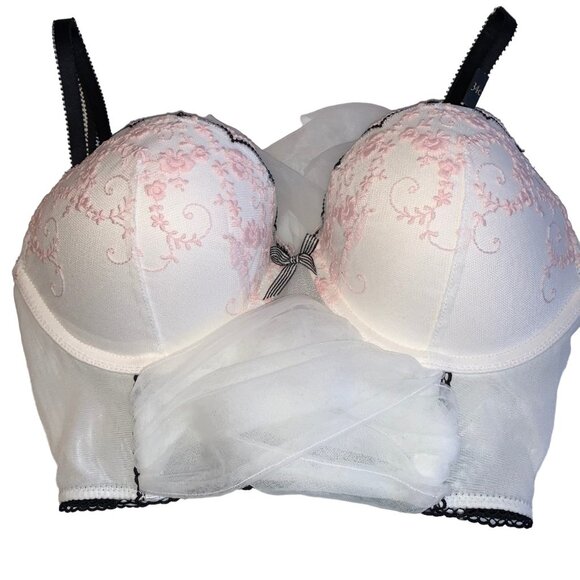 Victoria's Secret Bra Bridal Demi Longline Dream Angels White Tulle Pink 34C NWT - Picture 13 of 13